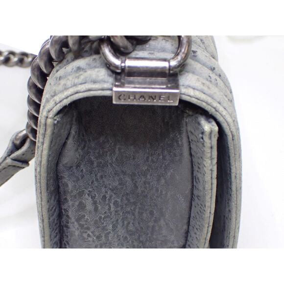 Chanel Grey Spotted Boy Bag Old Medium Iridescent Classic Quilted CC Crossbody - Picture 13 of 16